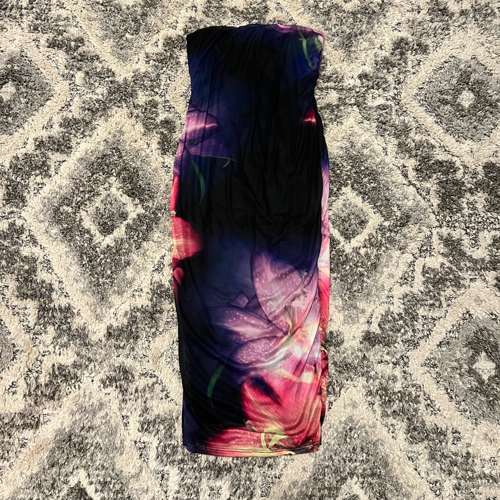 Fashion Nova Black and Pink Maxi Dress